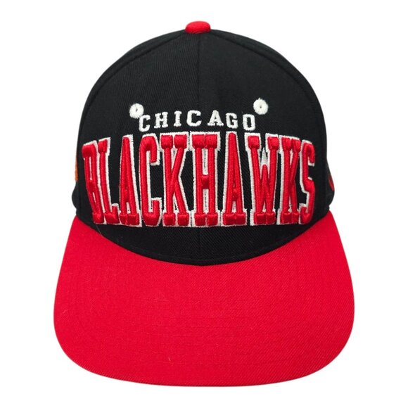 Chicago Blackhawks NHL Cap Vintage Zephyr Snapback Black Red 3D Embroidered Hat - Picture 7 of 13